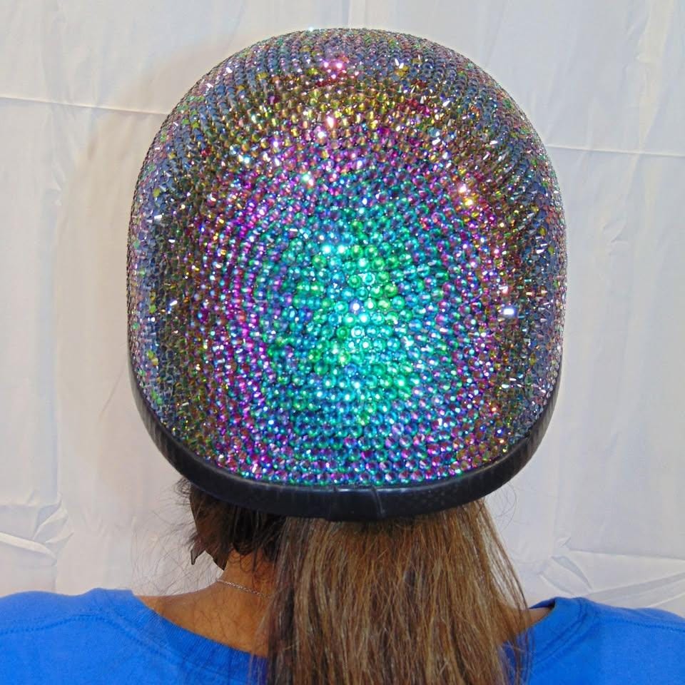 bling motorcycle helmet covers Chameleon Emerald Green Bling Motorcycle Helmet Novelty Skid Lid – The Bling Lab