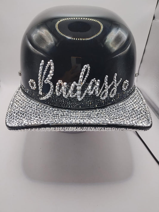 Made to Order PERSONALIZED Custom Bling Rhinestones Novelty Motorcycle Baseball Style Helmet