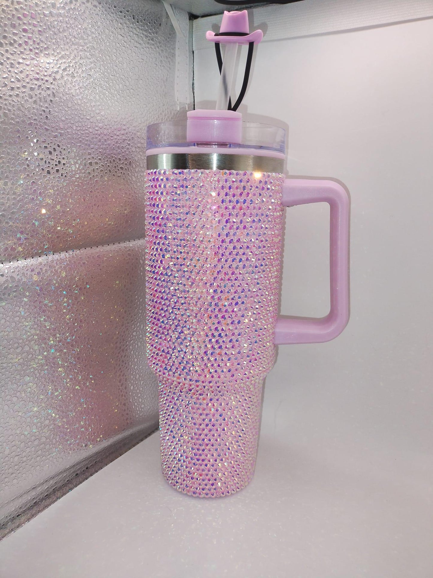 Custom Bling Rhinestone 40oz Hydraquench Tumbler With Handle Stanley Dupe