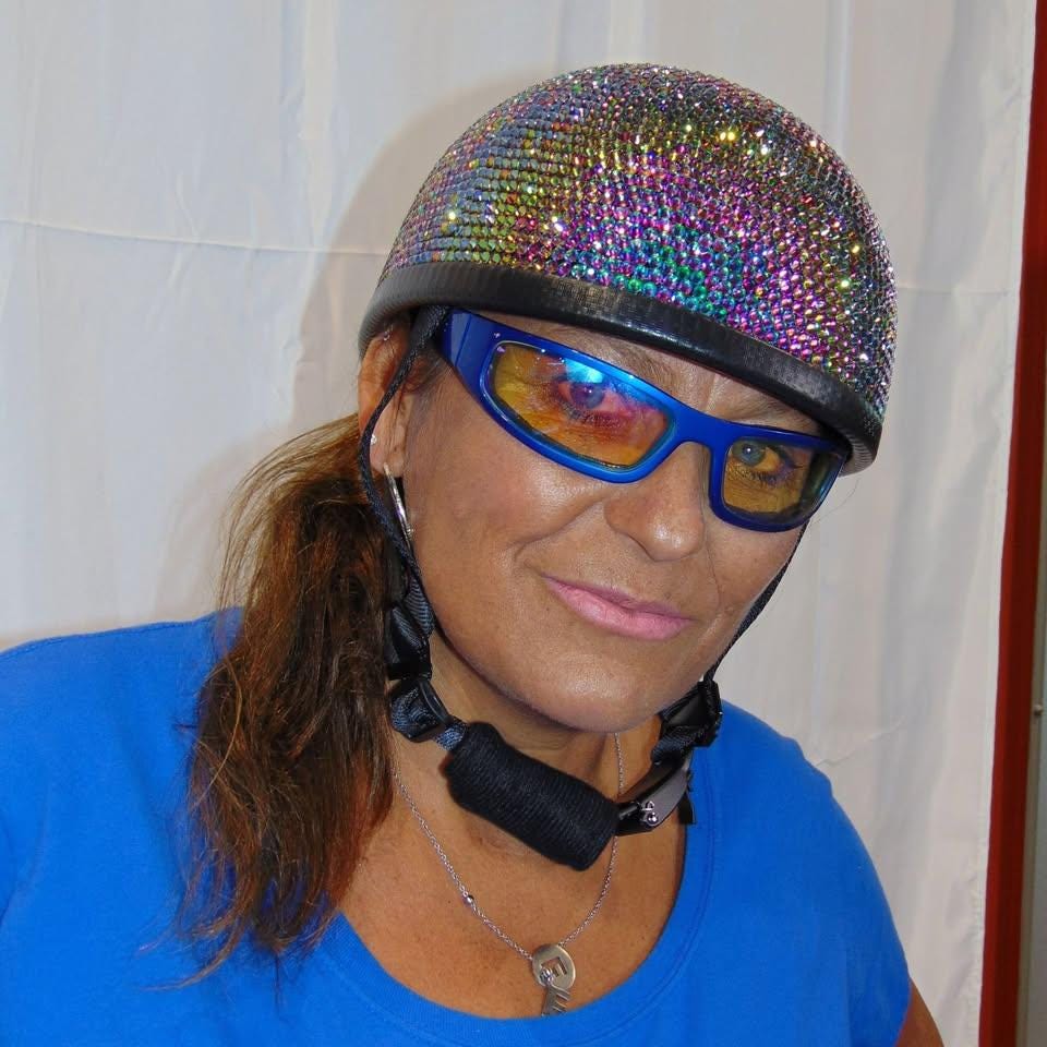 Chameleon Emerald Green Bling Motorcycle Helmet Novelty Skid Lid
