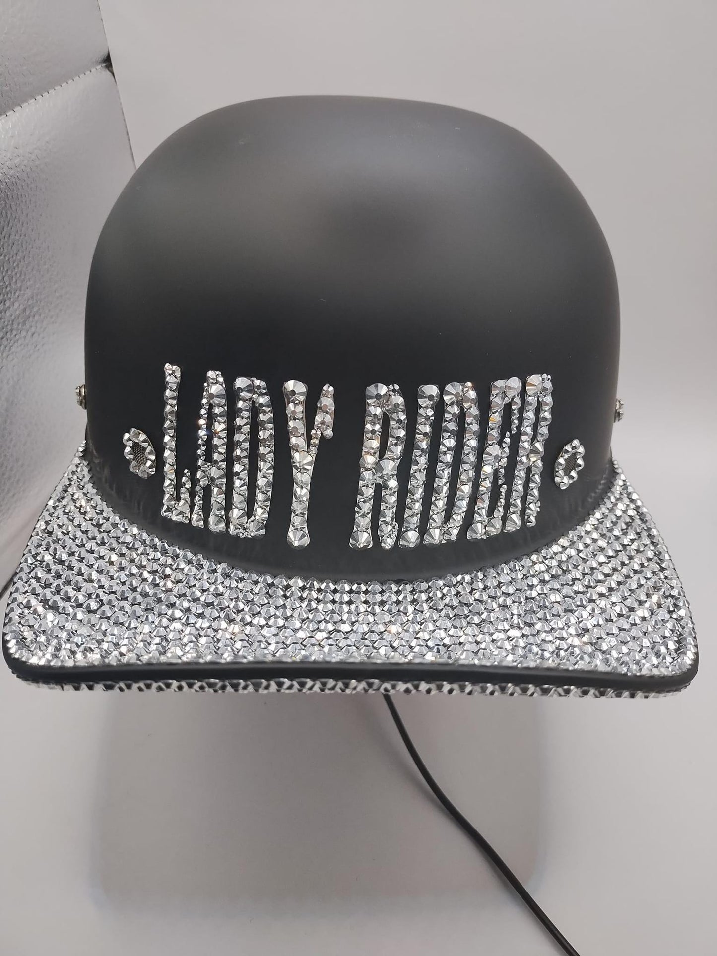Made to Order PERSONALIZED Custom Bling Rhinestones Novelty Motorcycle Baseball Style Helmet