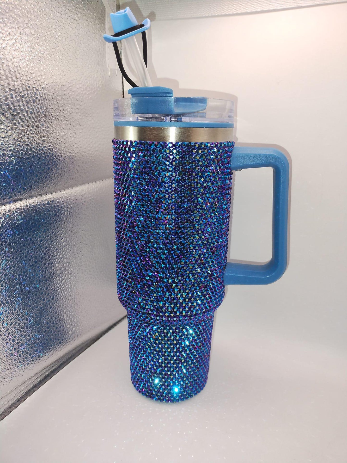 Custom Bling Rhinestone 40oz Hydraquench Tumbler With Handle Stanley Dupe