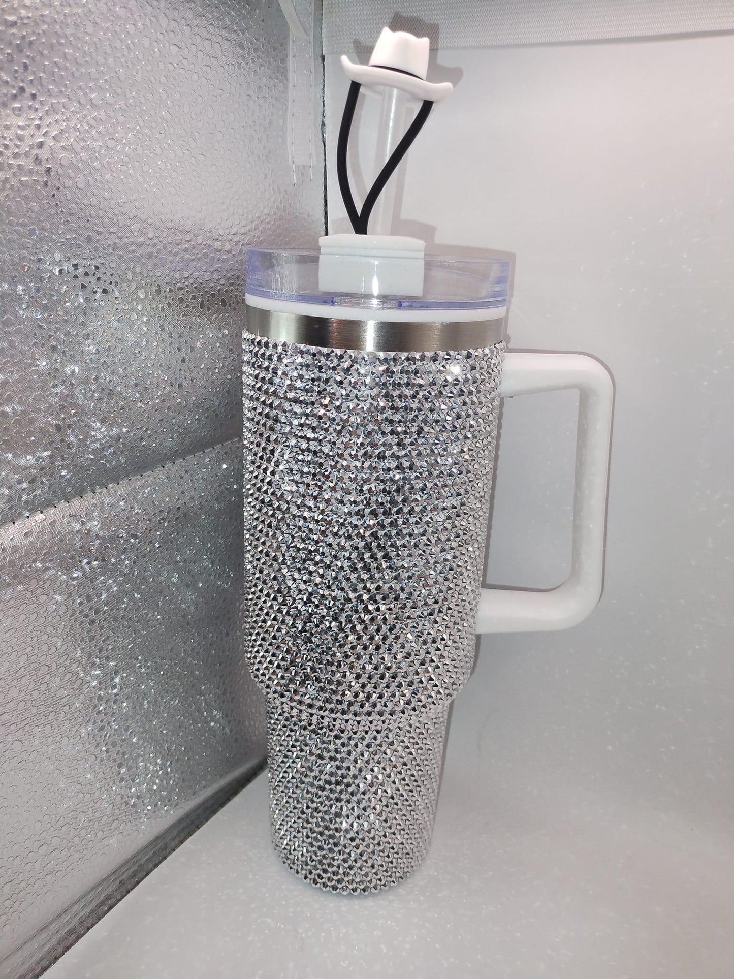 Custom Bling Rhinestone 40oz Hydraquench Tumbler With Handle Stanley Dupe